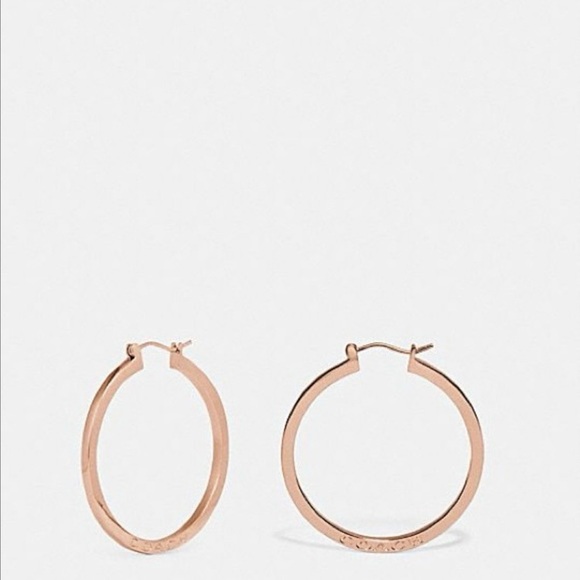 Coach Rose Gold Hoop Earrings NWT - Picture 2 of 3